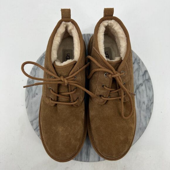UGG Neumel Chukka Boots Mens 13 Chestnut Suede Wool Lined Lace Up Winter Shoe - Picture 9 of 12